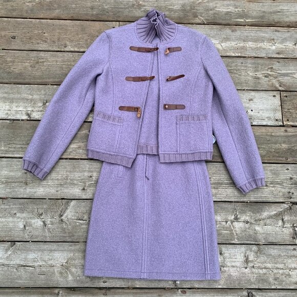 Vintage Philosophy Di Alberta Ferretti Virgin Wool Skirt & Jacket Set Size 2 - Picture 1 of 12